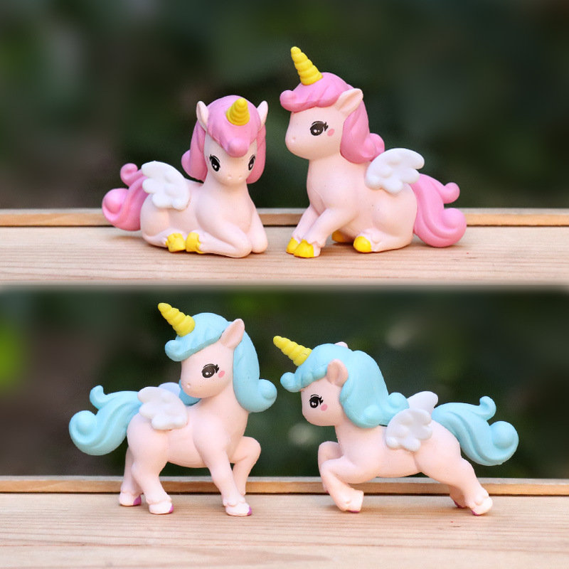 Model Kit Unicorn - Набор из 4 фигурок аниме-единорогов Q-версии,