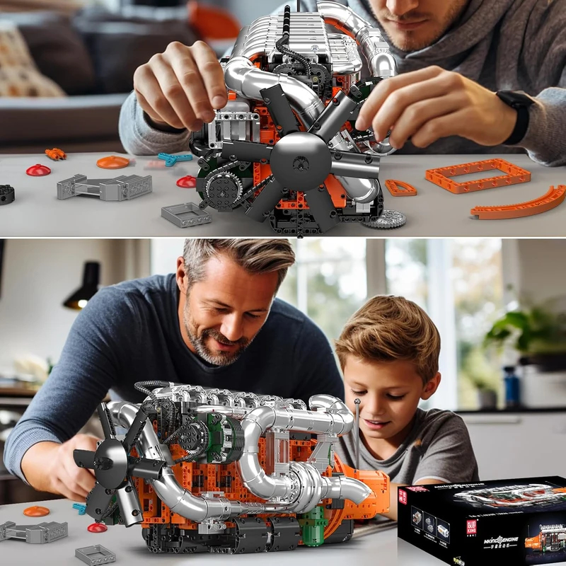 Model Kit V8 Engine - Конструктор Mould King 10200: Модель двигателя