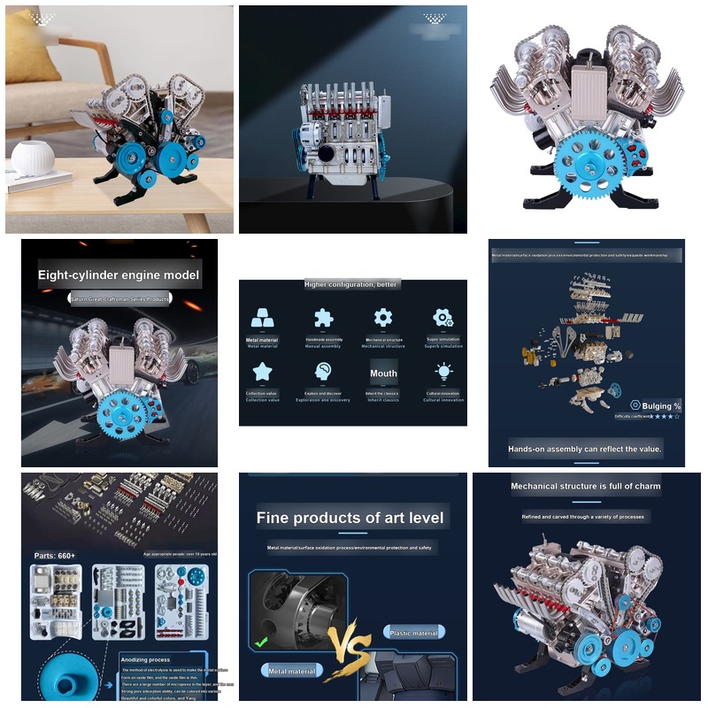 Model Kit V8 Engine - Набор для сборки 3D-модели механического двигателя