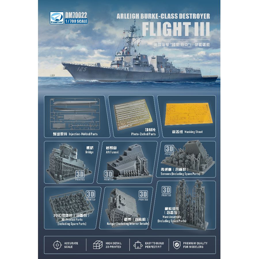 Model Kit Destroyer - DM70022 DREAM 1/700 Модель-конструктор эсминца класса