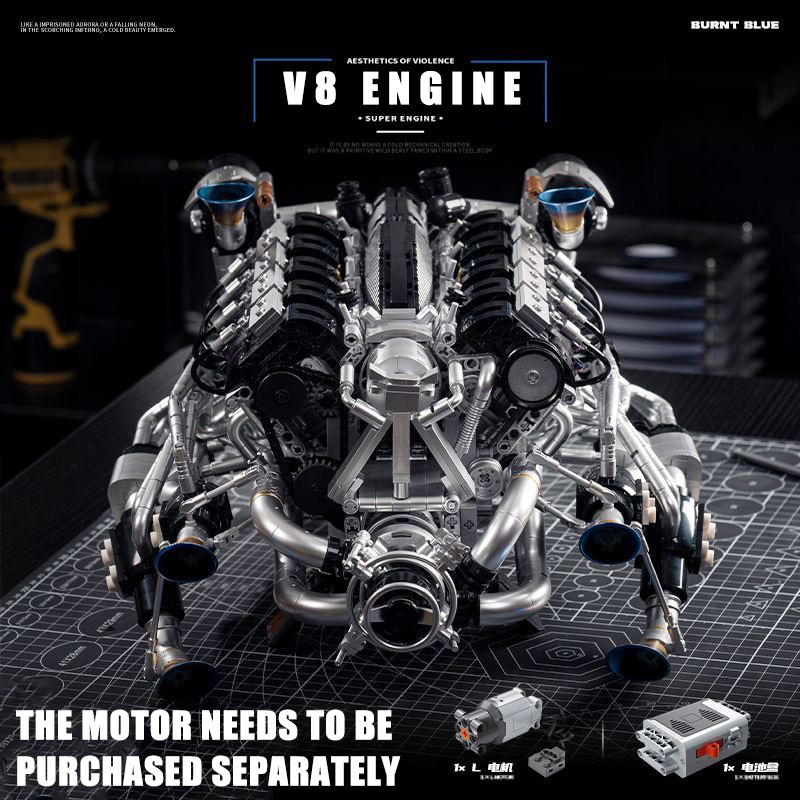 MOC Supercar V8 Комплект строи – обзор и цена Model Kit V8 Engine