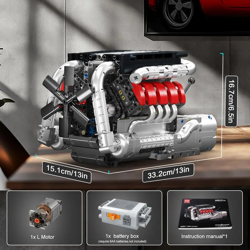 Конструктор Mould King 10203:  – обзор и цена Model Kit V8 Engine