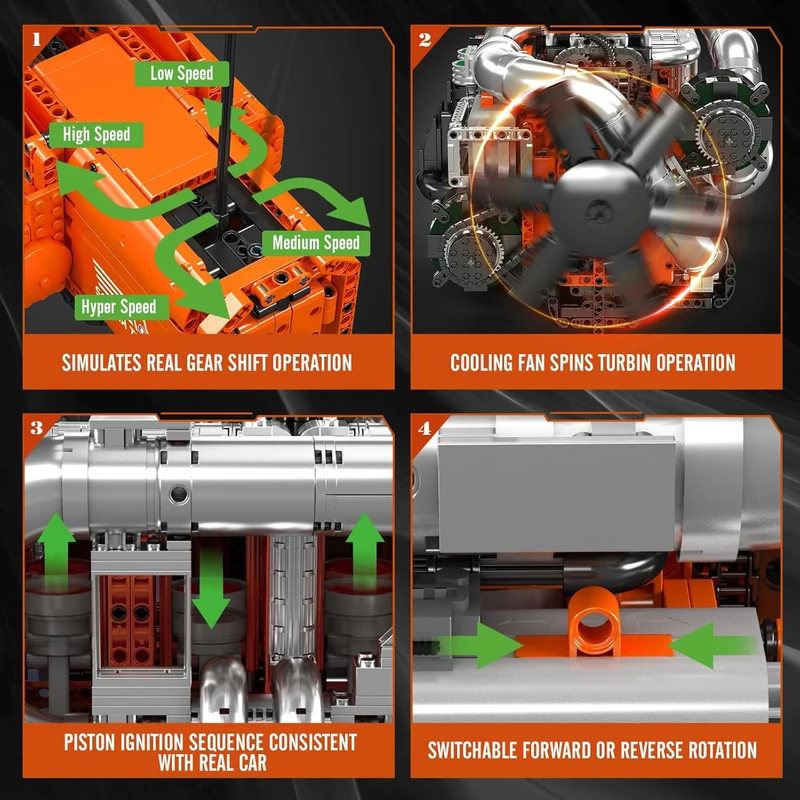 Конструктор Mould King 10200:  – обзор и цена Model Kit V8 Engine